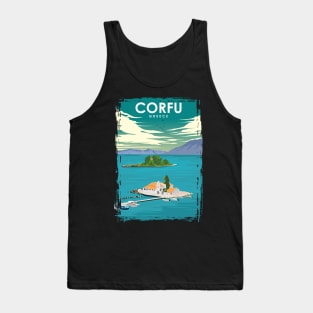 Corfu Greece Vintage Minimal Retro Travel Poster Tank Top